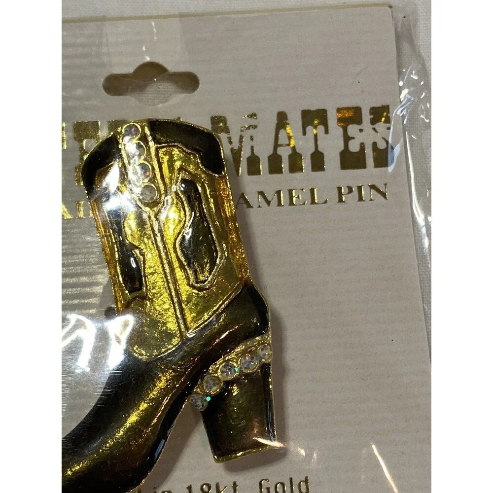 Cowboy Boot Pin Brooch Western Mates Hand Painted Enamel Rodeo  NIP